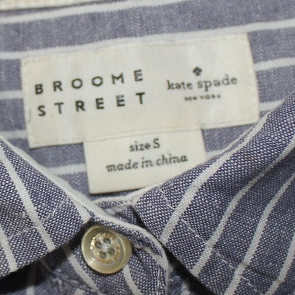 KATE SPADE BROOME STREET Linen Blend Stripe Romper Tie Waist SZ S - Picture 6 of 9
